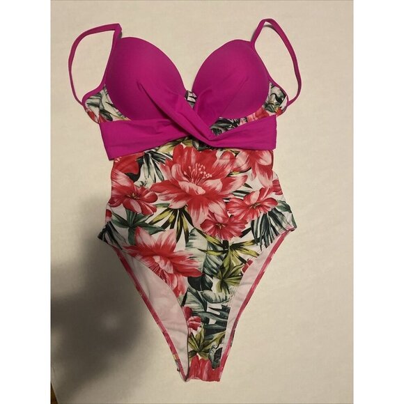 Unbranded Other - Women's Swimsuit One Piece Pink & Flowers Body Contouring Size L  NWOT Unbranded